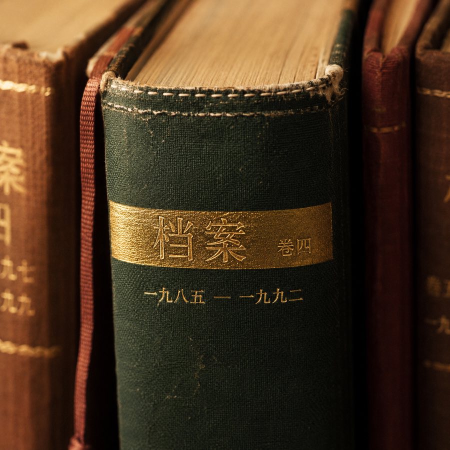 档案书脊微距细节